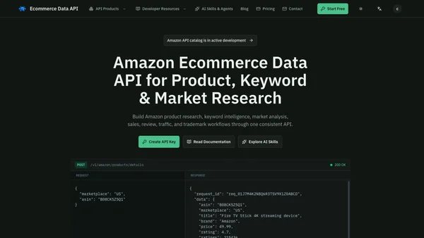 Ecommerce Data API screenshot