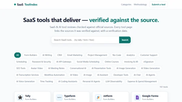 SaaSToolIndex screenshot